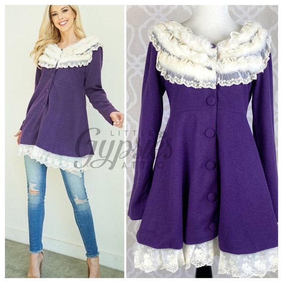 A'Reve Tops - A'reve Classic Purple Tunic Coat Top